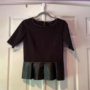 Willi Smith Black Faux Leather Peplum Top Size 2
